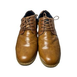 IZOD Mens 13 M Tan Cognac Derby Shoes Casual Academic Preppy Aesthetic Comfort